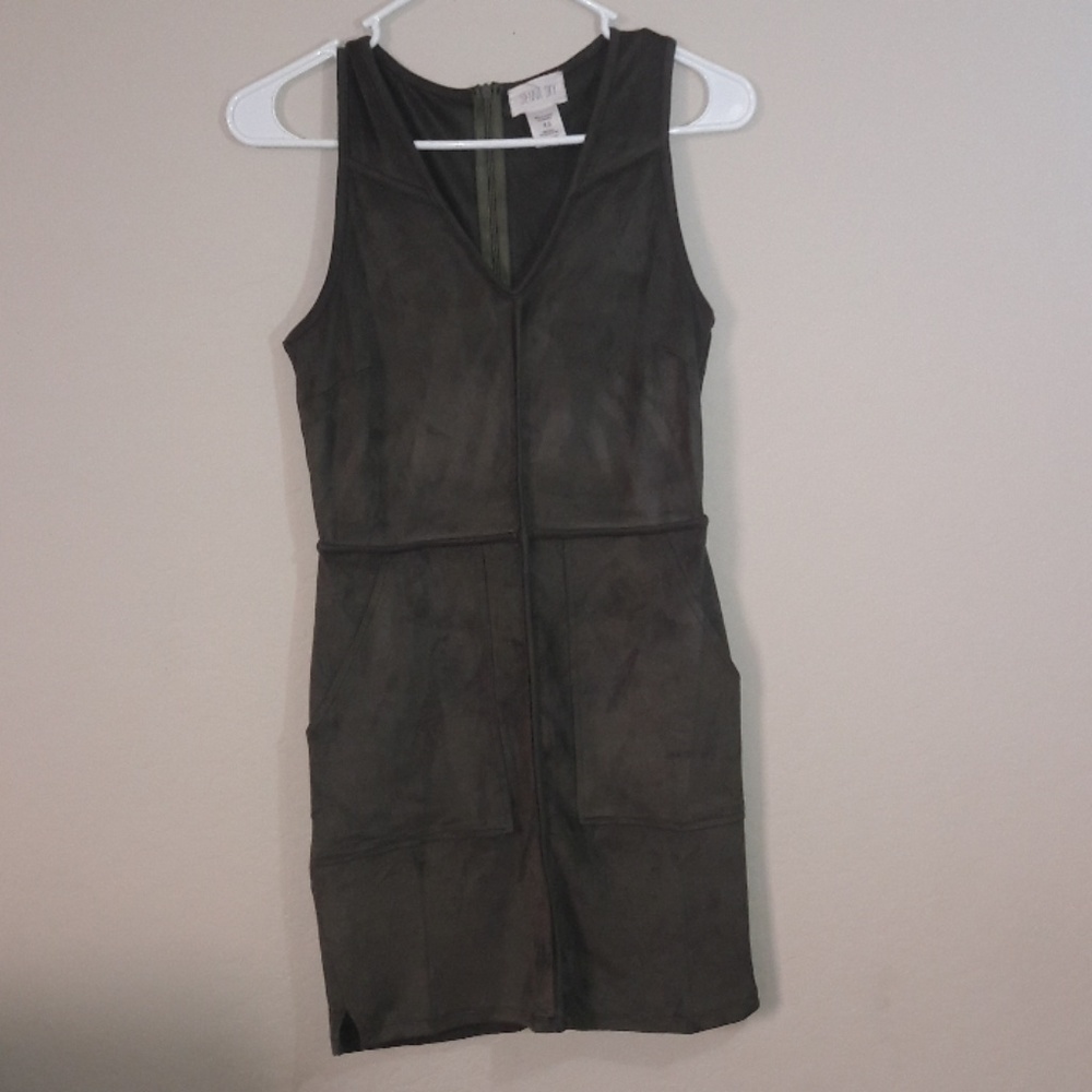 Sienna Sky Nordstrom Olive Green Microsuede Dress